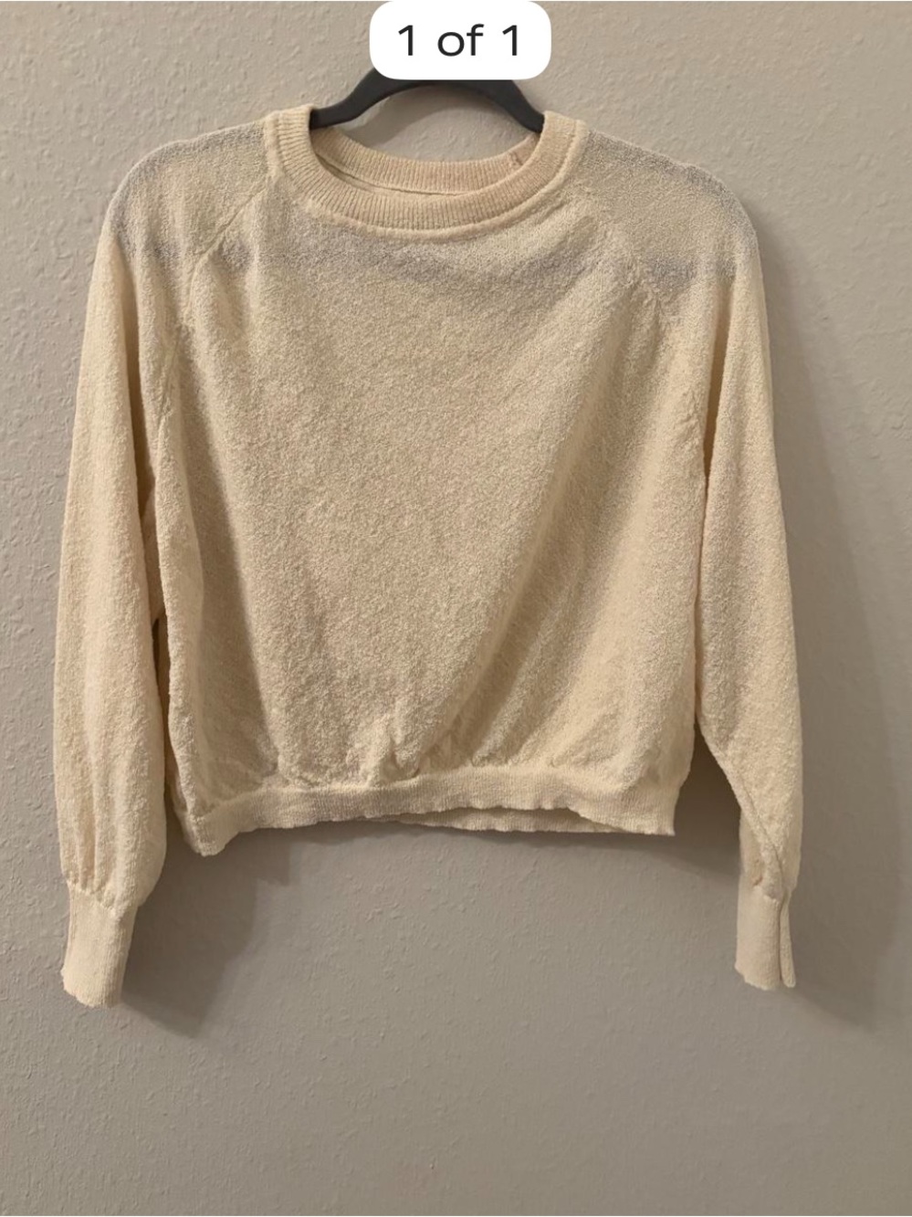 Lightweight Cream Crewneck Sweater - Picture 2 of 2